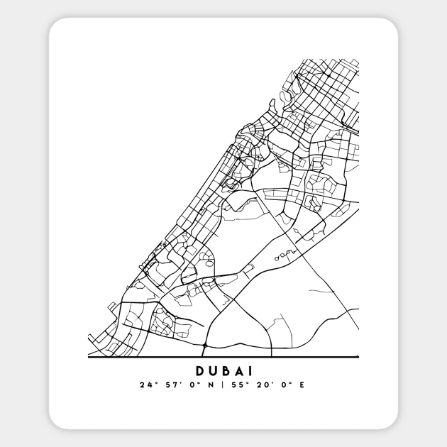 DUBAI UAE DESIGNER BLACK CITY STREET MAP ART Sticker by deificusArt